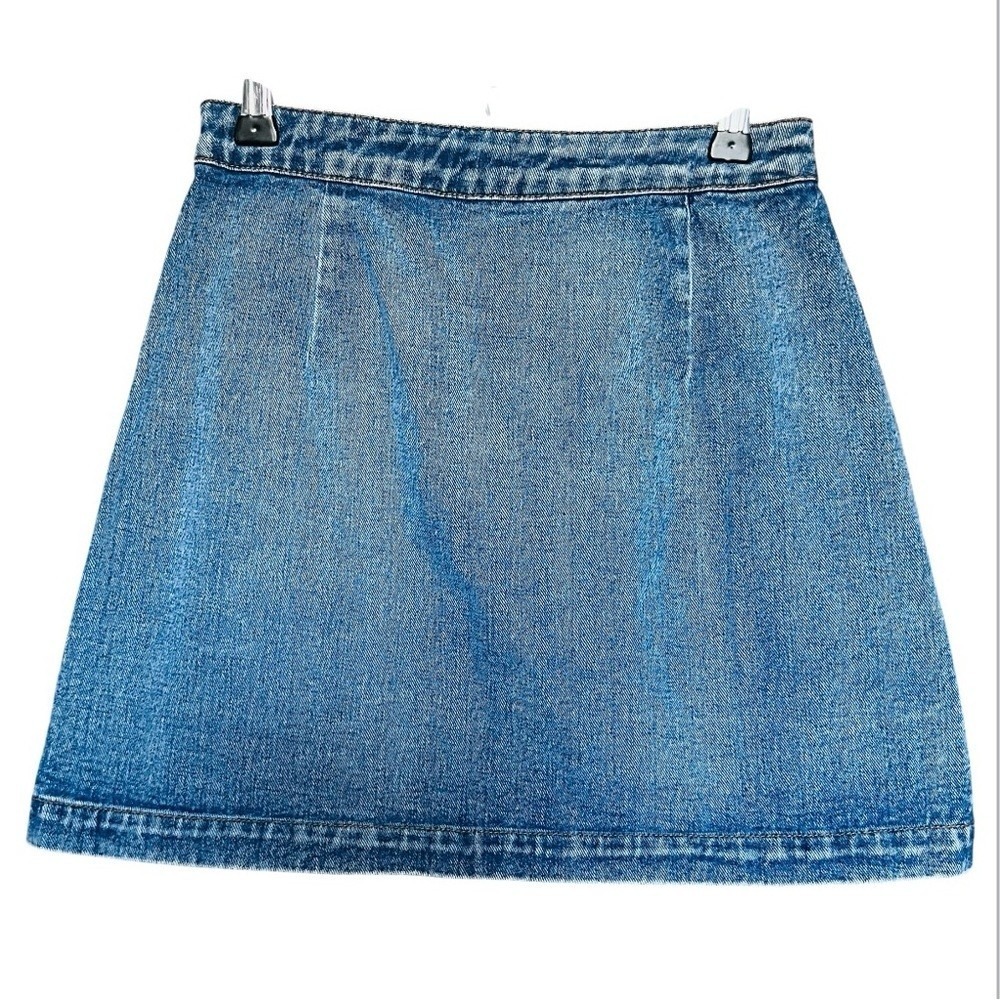 Boho Hipster Y2K Floral Denim Mini Skirt by Signature 8 Embroidered Blue SZ S - Picture 4 of 10